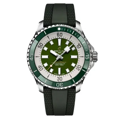 Breitling Men's Super Ocean Green Dial Watch In Black