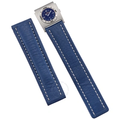 Breitling Men'sleather Watch Band With Second Time Zone Attachment E6107231/c175.700x.a18d In Blue
