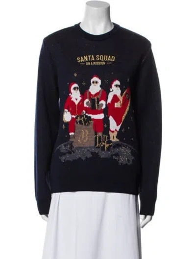 Pre-owned Breitling Merino Wool Graphic Print Sweater In Blue