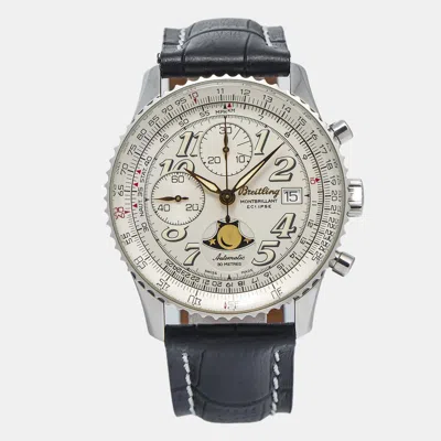 Pre-owned Breitling Montbrillant A43030 White Dial Stainless Steel Automatic Men's Wristwatch 41 Mm