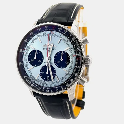 Pre-owned Breitling Navitimer 1 B01 Chronograph 41 Ab0139241c2p1 Automatic Ice Blue Stainless Steel Men's Wristwatch 41m