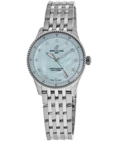 Pre-owned Breitling Navitimer 32 Blue Mother Of Pearl Women's Watch A77320171c1a1