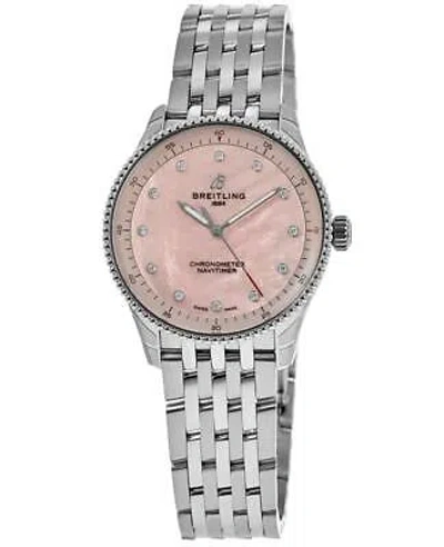 Pre-owned Breitling Navitimer 32 Pink Mother Of Pearl Women's Watch A77320d91k1a1