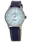Breitling Navitimer 32 Quartz Ice Blue Mother Of Pearl Diamond Dial Leather Strap Women's Watch A77320171c1p1 In Blue