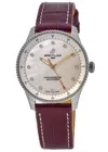 Breitling Navitimer 32 Quartz Mother Of Pearl Diamond Dial Burgundy Leather Strap Women's Watch A77320e61a2p2 In Multi