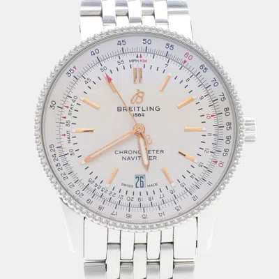 Pre-owned Breitling Navitimer A17326 Automatic Cream Stainless Steel Men's Wristwatch 41mm In White