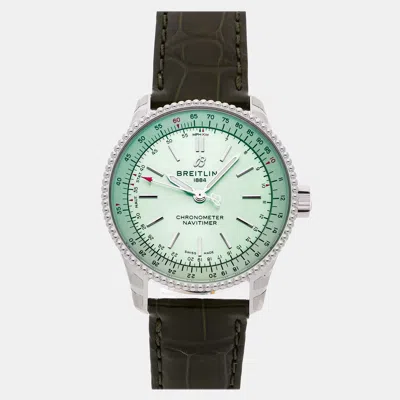 Pre-owned Breitling Navitimer A17395361l1p1 Green Stainless Steel Automatic Men's Watches 35mm