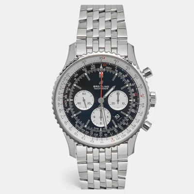 Pre-owned Breitling Navitimer Ab0127211b1a1 Black Dial Stainless Steel Men's Wristwatch 46 Mm In Silver