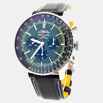 Pre-owned Breitling Navitimer Ab0137241l1p1 Automatic Green Stainless Steel Men's Wristwatch 46 Mm
