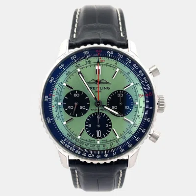 Pre-owned Breitling Navitimer Ab0138241l1p1 Automatic Green Stainless Steel Men's Wristwatch 43 Mm