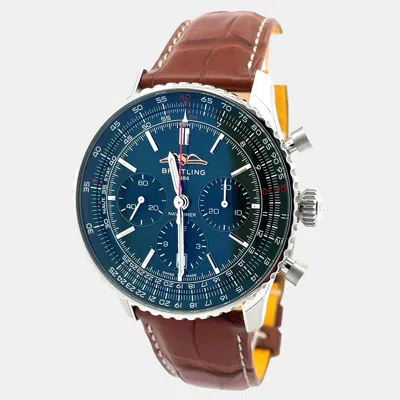 Pre-owned Breitling Navitimer Ab01382b1l1p1 Automatic Green Stainless Steel Men's Wristwatch 43 Mm