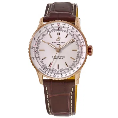 Breitling Navitimer Automatic 41 18kt Rose Gold Leather Strap Men's Watch R17329f41g1p1 In Brown