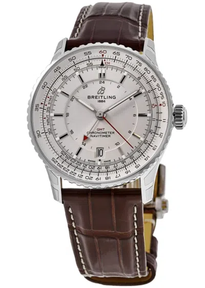 Breitling Navitimer Automatic 41 Gmt Beige Dial Brown Leather Strap Men's Watch A32310211g1p1
