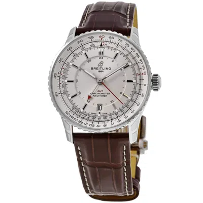 Breitling Navitimer Automatic 41 Gmt Beige Dial Leather Strap Men's Watch A32310211g1p1 In Brown