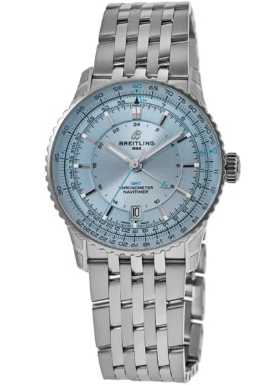 Breitling Navitimer Automatic 41 Gmt Blue Dial Steel Men's Watch A32310171c1a1 In Silver