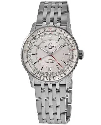 Pre-owned Breitling Navitimer Automatic 41 Gmt Silver Dial Men's Watch A32310211g1a1