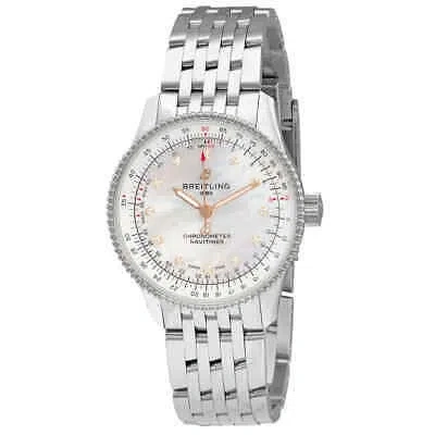 Pre-owned Breitling Navitimer Automatic Chronometer Diamond White Mother Of Pearl Dial