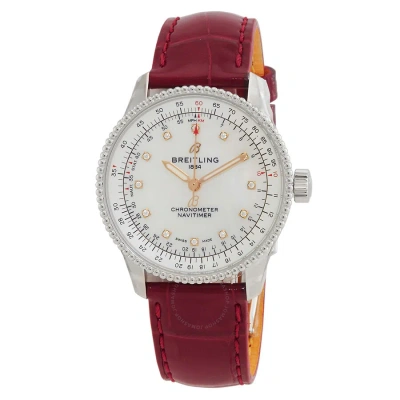 Breitling Navitimer Automatic Chronometer Diamond White Mother Of Pearl Dial Ladies Watch A17395211a In Red   / Gold Tone / Mother Of Pearl / Rose / Rose Gold Tone / Silver / White