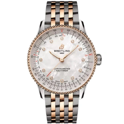 Breitling Navitimer Automatic Diamond Unisex Watch U17327211a1u1 In Two Tone  / Gold / Gold Tone / Mop / Mother Of Pearl / Rose / Rose Gold / Rose Gold Tone