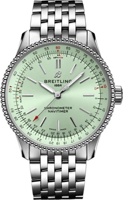 Pre-owned Breitling Navitimer Automatic Mint Green Dial Steel Womens Watch On Sale Online
