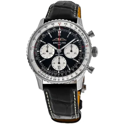 Breitling Navitimer B01 Chronograph 41 Black Dial Leather Strap Men's Watch Ab0139211b1p1