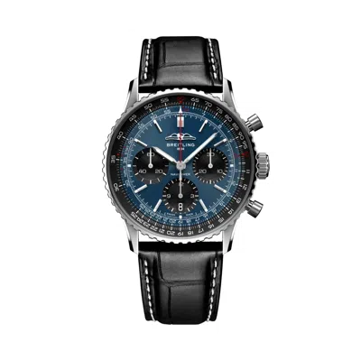 Pre-owned Breitling Navitimer B01 Chronograph 41 Bue Dial Black Strap Watch Ab0139241c1p1