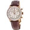 Breitling Navitimer B01 Chronograph 41 Silver Dial 18kt Rose Gold Leather Strap Men's Watch Rb0139211g1p1 In Gold