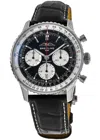 Breitling Navitimer B01 Chronograph 43 Automatic Black Dial Leather Strap Men's Watch Ab0138211b1p1 In Black