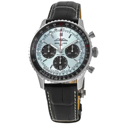 Breitling Navitimer B01 Chronograph 43 Ice Blue Dial Leather Strap Men's Watch Ab0138241c1p1 In Black