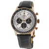 Breitling Navitimer B01 Chronograph 46 18kt Rose Gold Leather Strap Men's Watch Rb0137241g1p1 In Silver