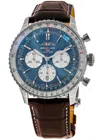 Breitling Navitimer B01 Chronograph 46 Automatic Blue Dial Leather Strap Men's Watch Ab0137211c1p1 In Blue