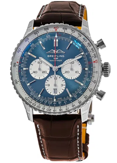 Breitling Navitimer B01 Chronograph 46 Automatic Blue Dial Leather Strap Men's Watch Ab0137211c1p1