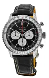 Breitling Navitimer B01 Chronograph 46 Black Dial Leather Strap Men's Watch Ab0137211b1p1 In Black