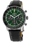Breitling Navitimer B01 Chronograph 46 Green Dial Leather Strap Men's Watch Ab0137241l1p1 In Green