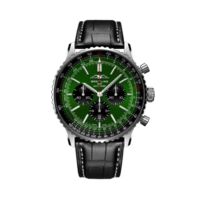 Pre-owned Breitling Navitimer B01 Chronograph 46 Green Dial Watch Ab0137241l1p1