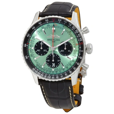 Breitling Navitimer B01 Chronograph Automatic Chronometer Mint Green Dial Men's Watch Ab0138241l1p1 In Black / Green / Mint