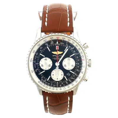 Pre-owned Breitling Navitimer Chronograph Automatic 43mm Black Dial Steel Case Ref. Ab012
