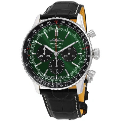 Breitling Navitimer Chronograph Automatic Chronometer Green Dial Men's Watch Ab0137241l1p1 In Black / Green