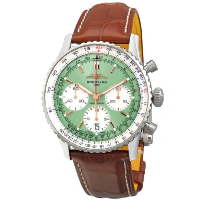 Breitling Navitimer Chronograph Automatic Chronometer Green Dial Men's Watch Ab0139211l1p1 In Brown / Gold Tone / Green / Rose / Rose Gold Tone / White