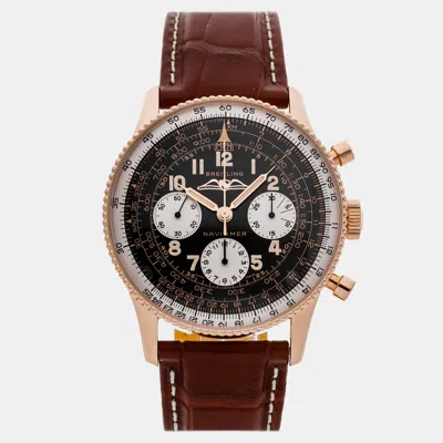 Pre-owned Breitling Navitimer Chronograph Rb0910371b1x1 Black Rose Gold Manual Winding Men's Watch 41mm