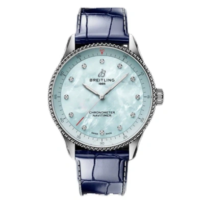Breitling Navitimer Quartz Chronometer Diamond Ladies Watch A77320171c1p1 In Blue / Mop / Mother Of Pearl