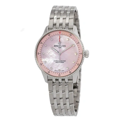 Breitling Navitimer Quartz Chronometer Diamond Ladies Watch A77320d91k1a1 In Mother Of Pearl / Pink