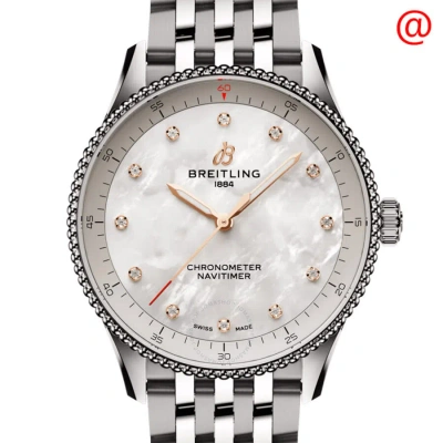 Breitling Navitimer Quartz Diamond White Mother Of Pearl Dial Ladies Watch A77320e61a2a1 In Gold Tone / Mother Of Pearl / Rose / Rose Gold Tone / White