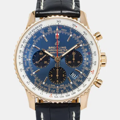 Pre-owned Breitling Navitimer Rb0121211c1p2 Automatic Blue 18k Rose Gold Men's Wristwatch 43mm
