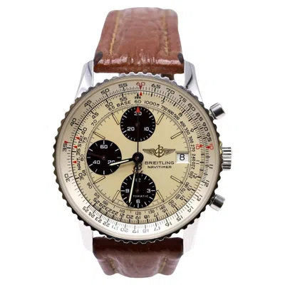 Pre-owned Breitling Old Navitimer A13022 Stainless Steel Champagne Dial Chronograph Watch In Multi