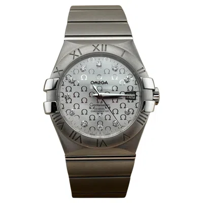 Pre-owned Breitling Omega Constellation 123.10.35.20.52.002 Silver Diamond Dial Box Papers 35mm In Multi