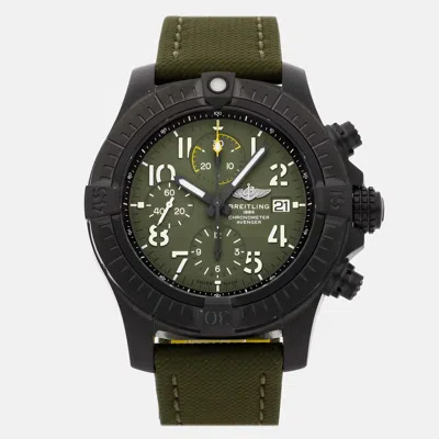 Pre-owned Breitling Avenger Chronograph Night Mission V13317101l1x2 Green Automatic Titanium Men's W