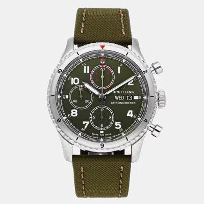 Pre-owned Breitling Aviator 8 Chronograph Curtiss Warhawk A133161a1l1x1 Men's Watch Automatic 43 Mm In Green
