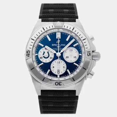 Pre-owned Breitling Chronomat B01 Nfl Indianapolis Colts Ab01342b1c2s1 Silver Manual Winding Stainle In Blue