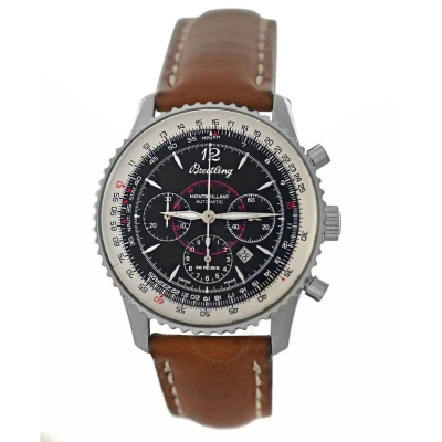 Breitling Datora Montbrillant Chronograph Automatic Black Dial Unisex Watch A41030 In Brown